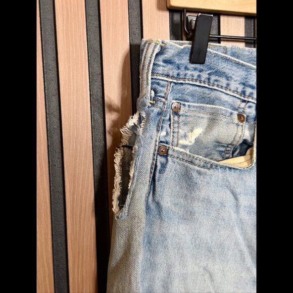 Levis 511 Jeans 32 x 34 Mens Blue White Oak Destroyed Denim 5 Pocket - Picture 8 of 13